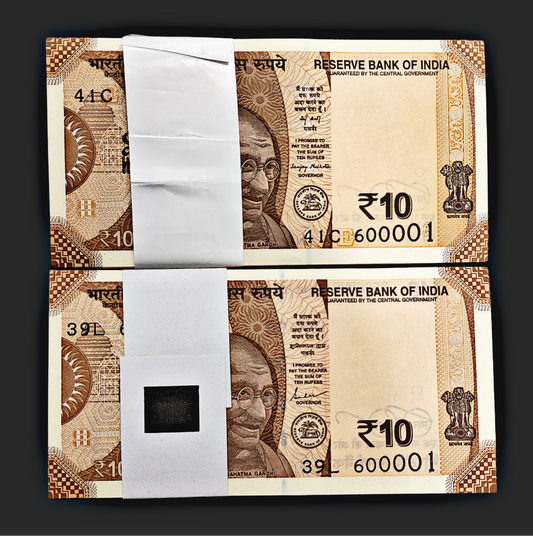 Rare 10 note sirial packet  same number 2 packet 600001   100 note Packet| Indian Currency" - Collection Bazzar