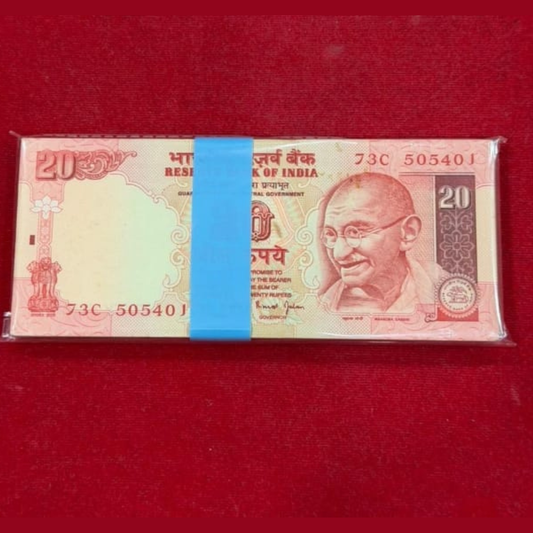 Rare Rs 20 Note Packet 505401 Serial Bimal Jalan Signed 100 UNC Notes - Collection Bazzar