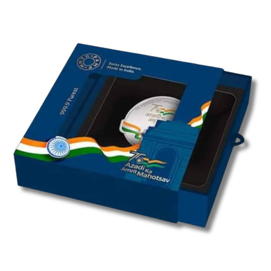 Republic Day Special – Azadi Ka Amrit Mahotsav Silver Coin | 50g | MMTC-PAMP | 999 Pure Mirror Finish 