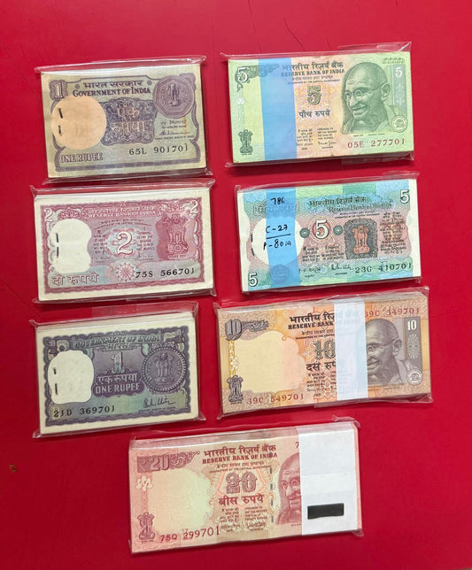 1.2.5.10.20 ENDING 786 PACKETS 7 packet 700 note 
MIX GOVERNORS
Very rare - Collection Bazzar