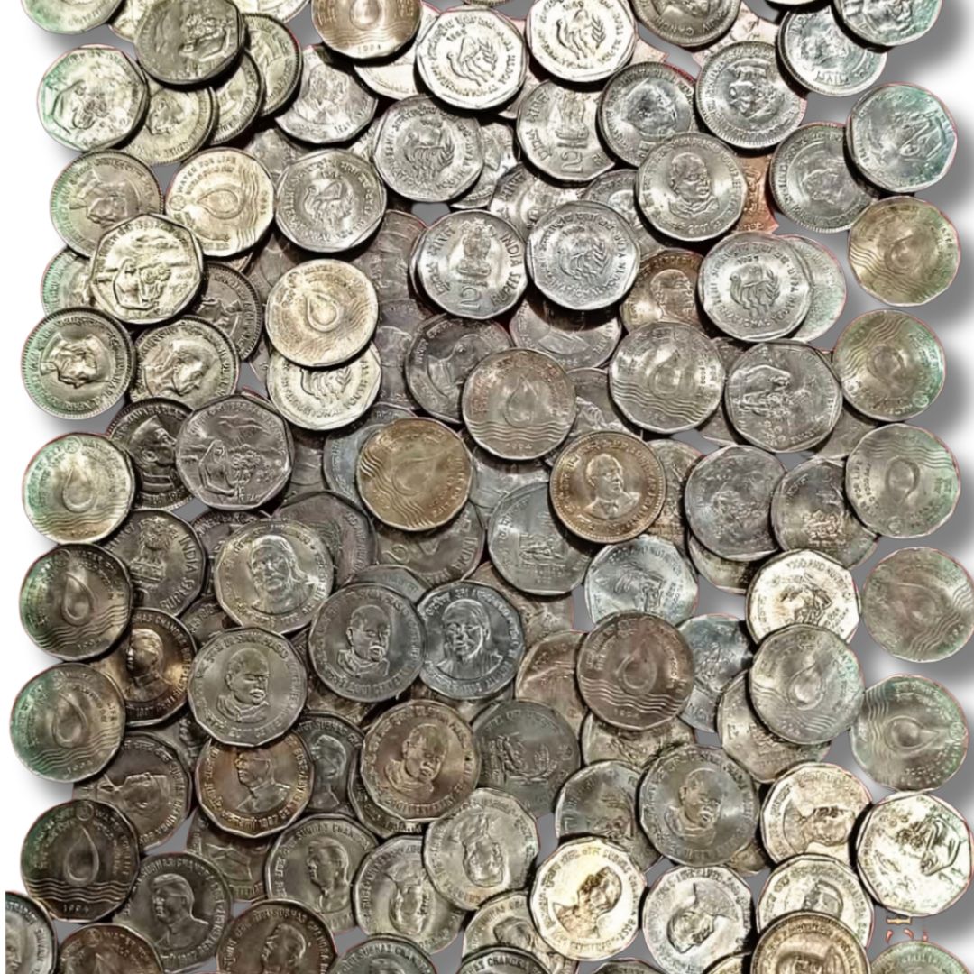 BULK LOT: 200 Pcs India 1 & 2 Rupees Commemorative Coins - Mixed Themes- Limited Stock Clear - Collection Bazzar