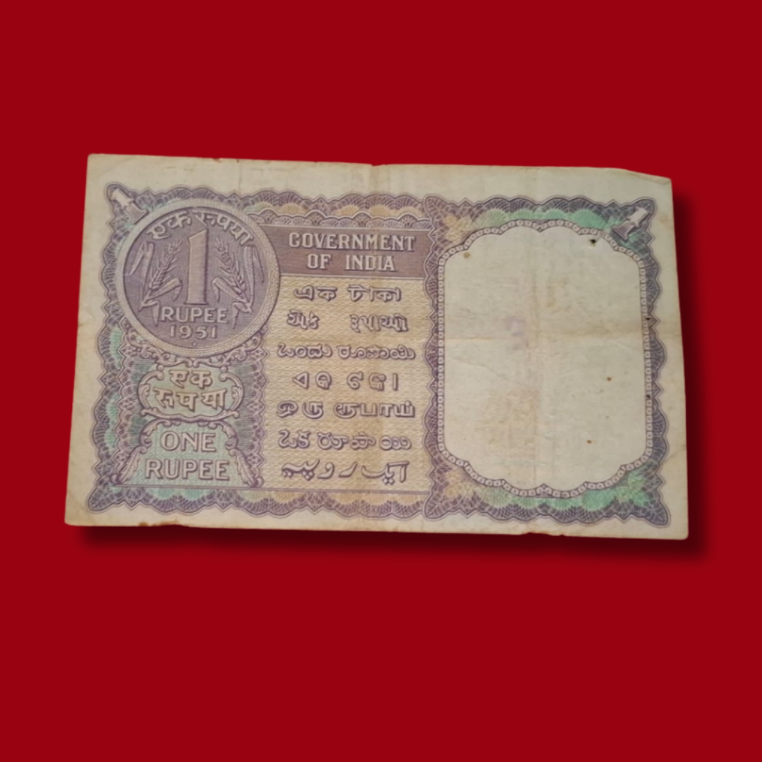 Rs 1 Big Coin 1951 Note 311739 Gov. KG Ambegaokar Rare - Collection Bazzar