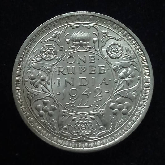Rs 1 Coin India 1942 | George VI King Emperor | Silver Coin - Collection Bazzar