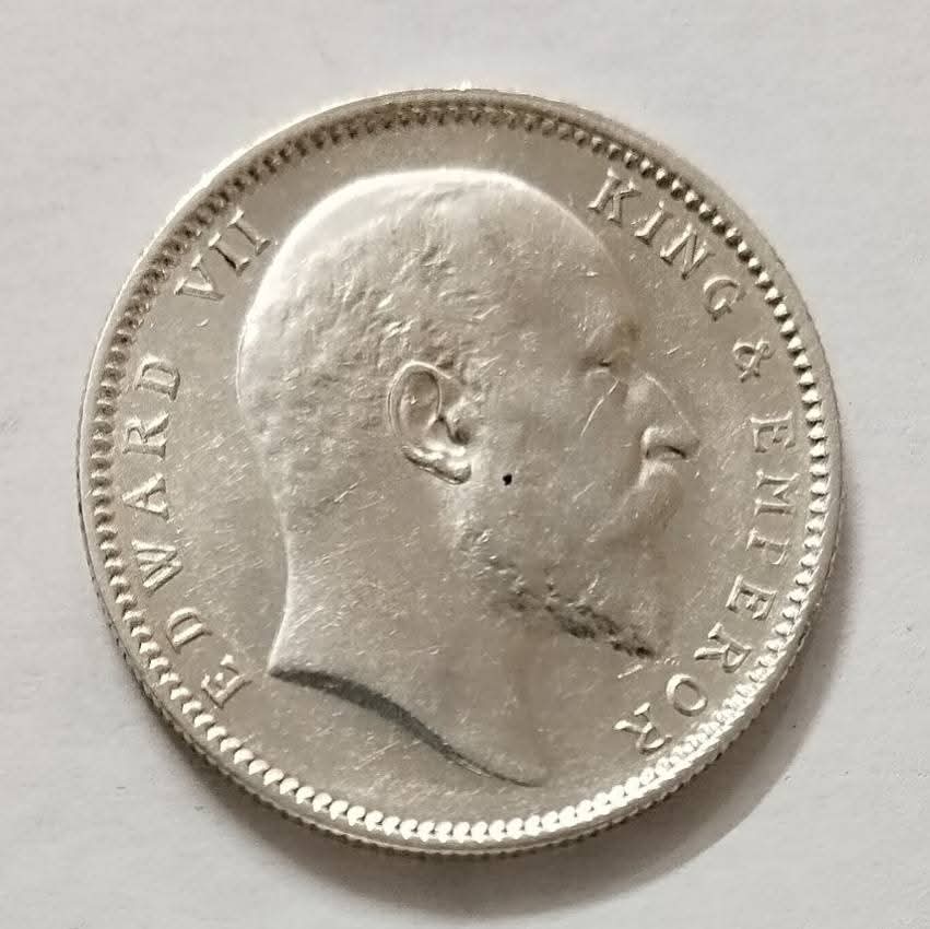 Rs 1 Coin One Rupee 1909 Edward VII king Unfindable Date Coin Good condition - Collection Bazzar