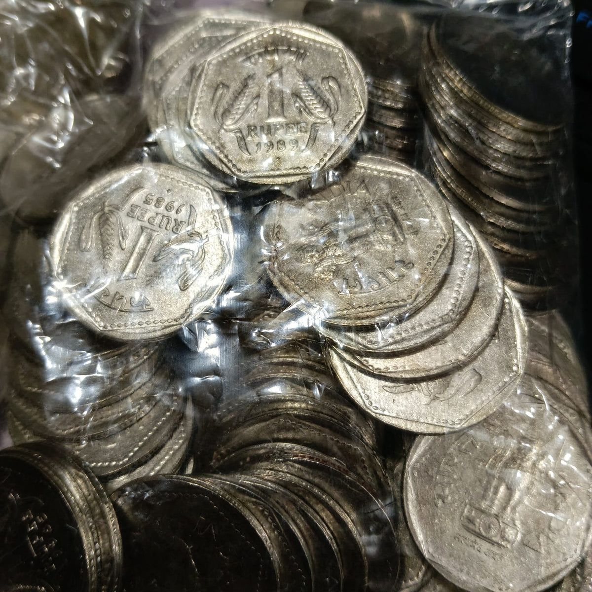 Rs 1 Coin Wheat Ear Design Hexagonal 100 PCS Packet Pouch - Collection Bazzar
