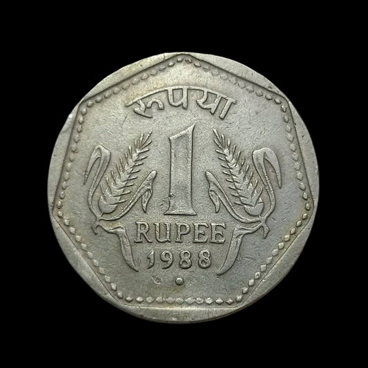 Rs 1 wheat coin noida mint year 1988 - Collection Bazzar