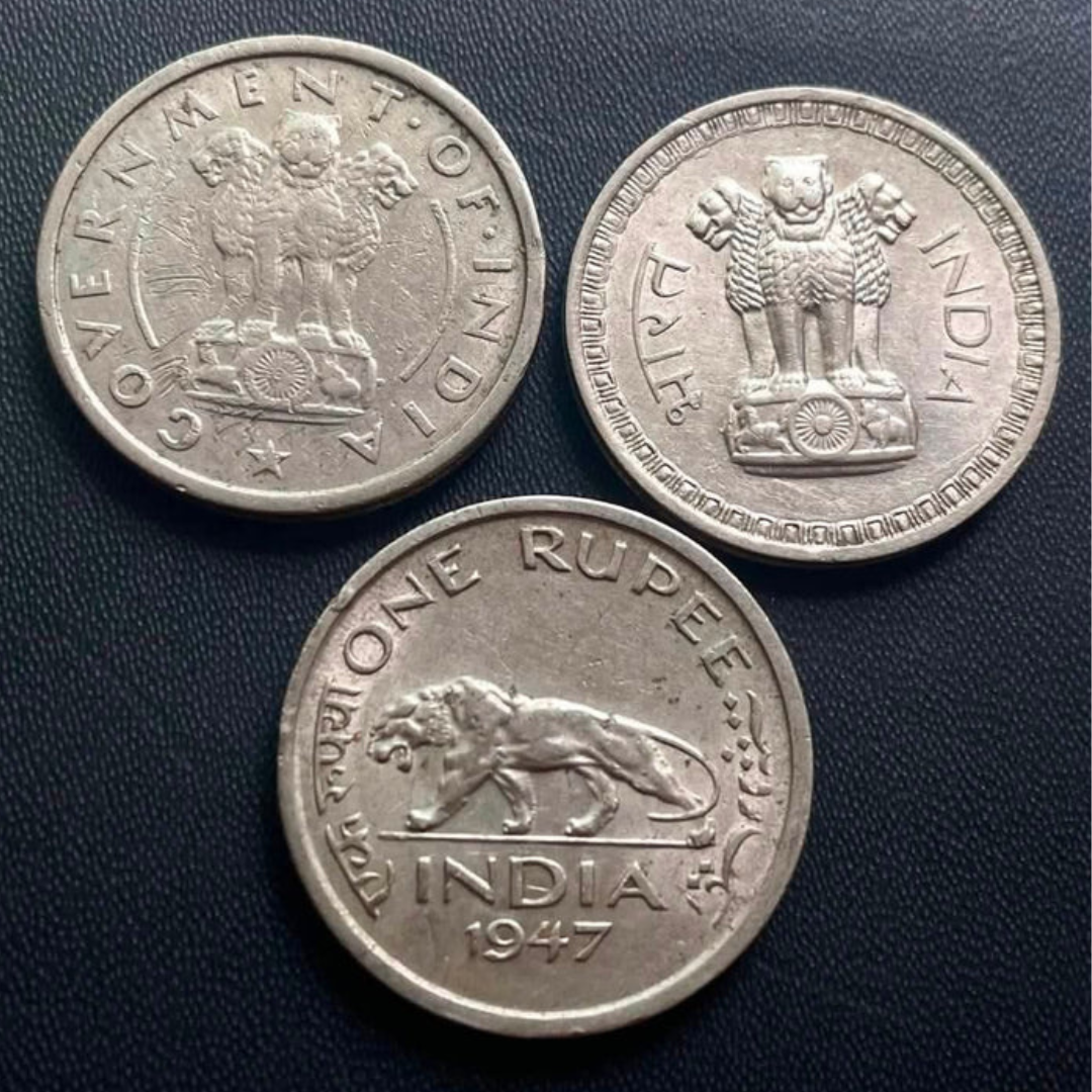 Rs 1 Coins 1950 Bombay mint 1962 Kolkata mint 1947 Collectible - Collection Bazzar