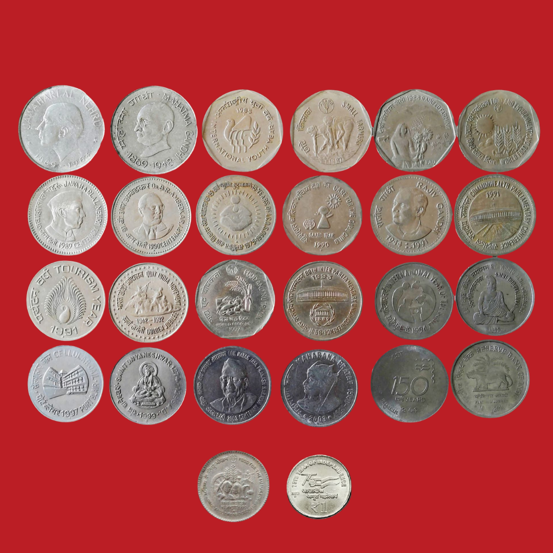 Rs 1 Commemorative coins set of 26 coins issued from 1964-2010 - Collection Bazzar