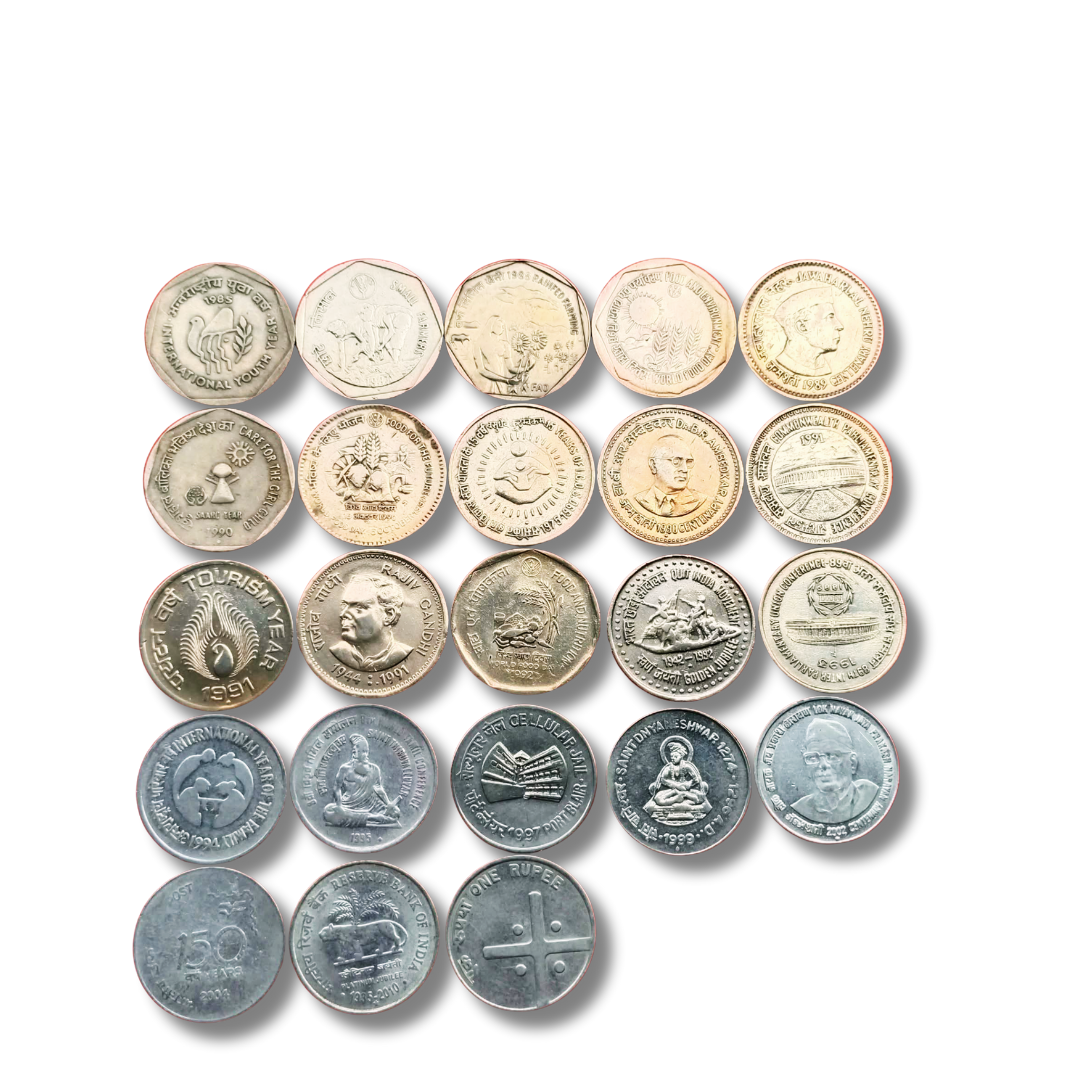Rs 1 Commomaretive Coins 23 Different Coins Rare Coins Mixed - Collection Bazzar