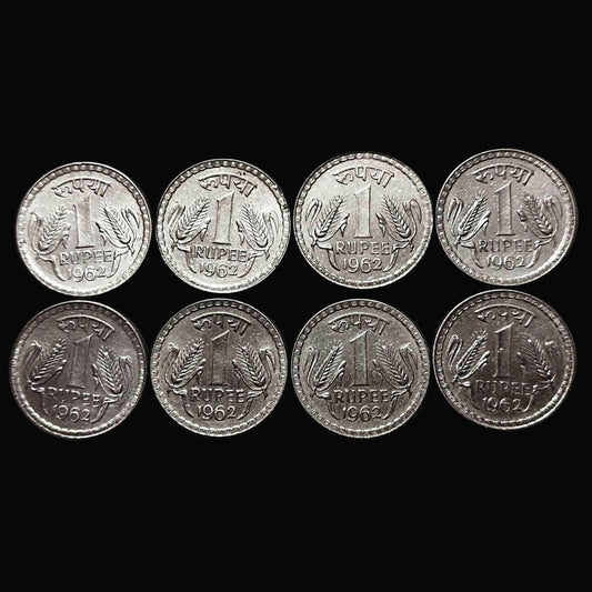 1 Rupees Copper Nickel 1962 Calcutta Mint AUNC qty 8 - Collection Bazzar