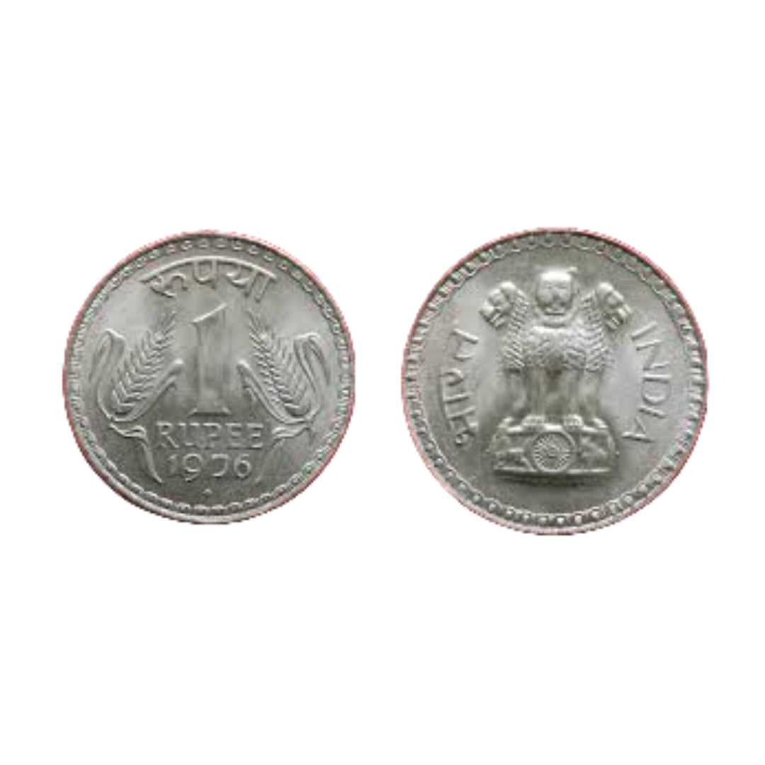 Rs 1 Dabbu coin Wheat Coin India 1976 rare collecible - Collection Bazzar
