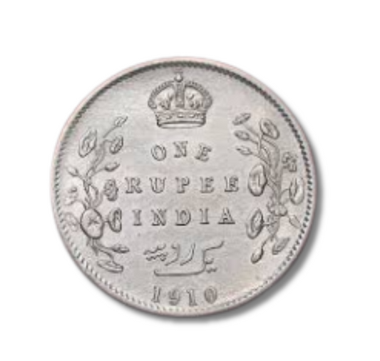 Rupee one edward VII 1910 silver coin EMPEROR SILVER COIN - Collection Bazzar