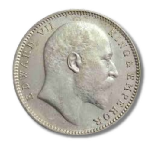 Rupee one edward VII 1910 silver coin EMPEROR SILVER COIN - Collection Bazzar