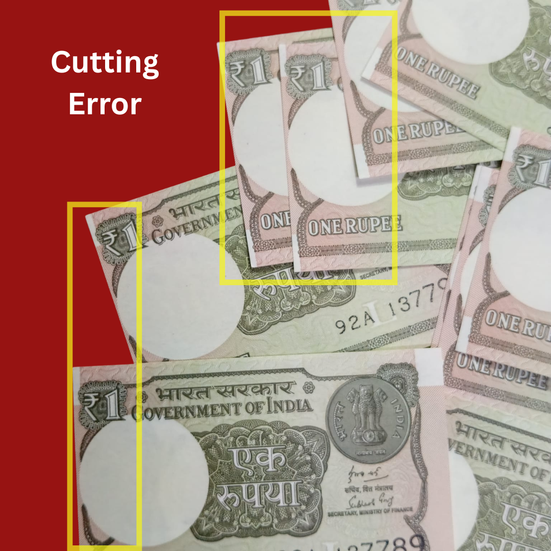 Rs 1 Error Cutting Serial Last Digit Overlapping Each Note - Collection Bazzar