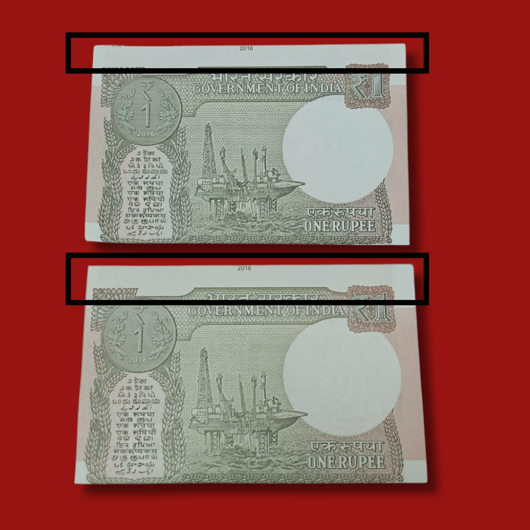 Rs 1 Error Note Set 2016 Issue Cutting Error Rare Collectible - Collection Bazzar