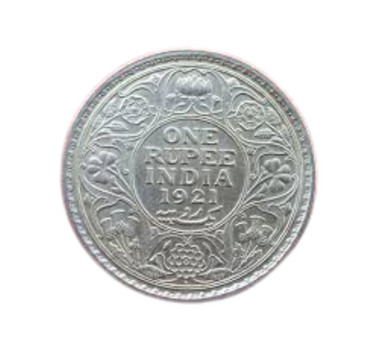 Rupee one George V king 1921 silver coin - Collection Bazzar