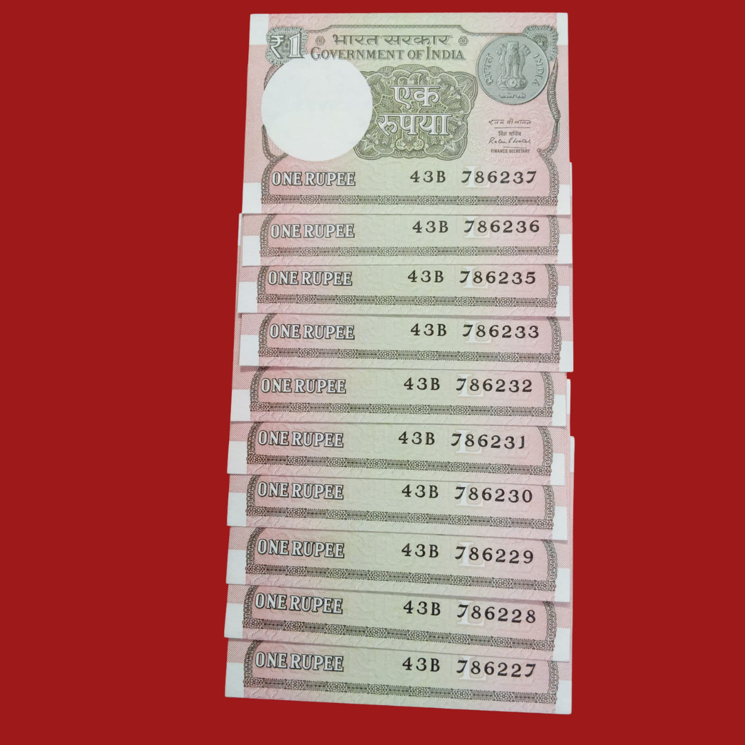 Rs 1 Note 10 Pieces Lot Starting 786 Holy Bismillah Number Collectible - Collection Bazzar