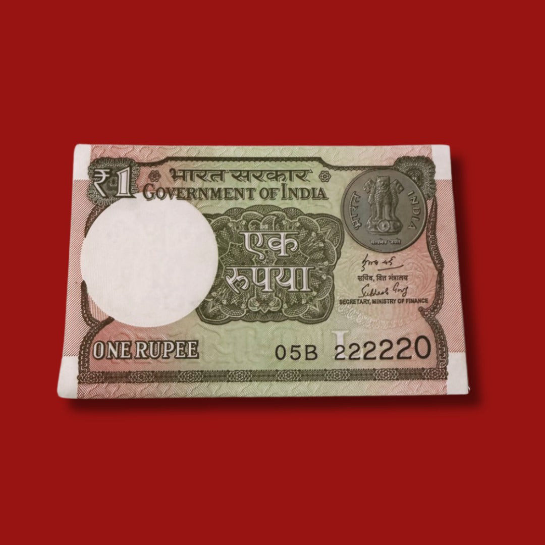 Rs 1 Note 222220 Missing Zero All 22222X Solid Number Collectible - Collection Bazzar