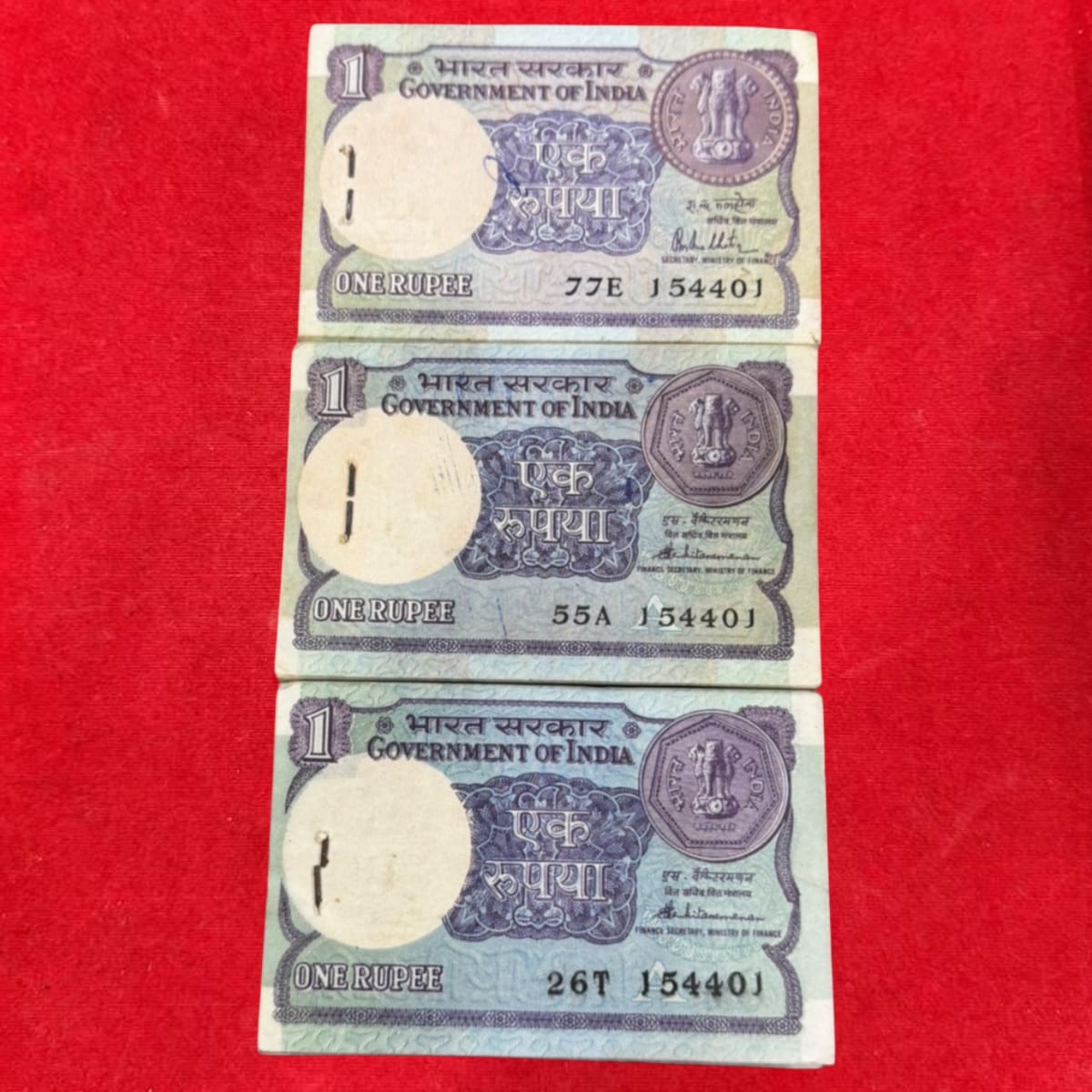 R1 Note 3 Packet Set – Same Serial 154401 | R. N. Malhotra & S. Venkitaramanan | Rare Matching Serial - Collection Bazzar
