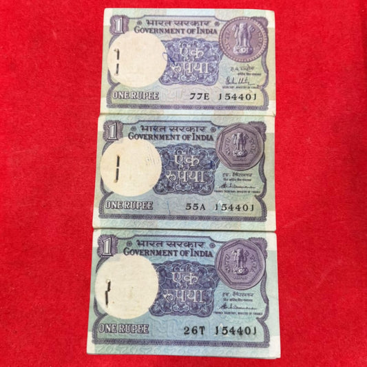 R1 Note 3 Packet Set – Same Serial 154401 | R. N. Malhotra & S. Venkitaramanan | Rare Matching Serial - Collection Bazzar