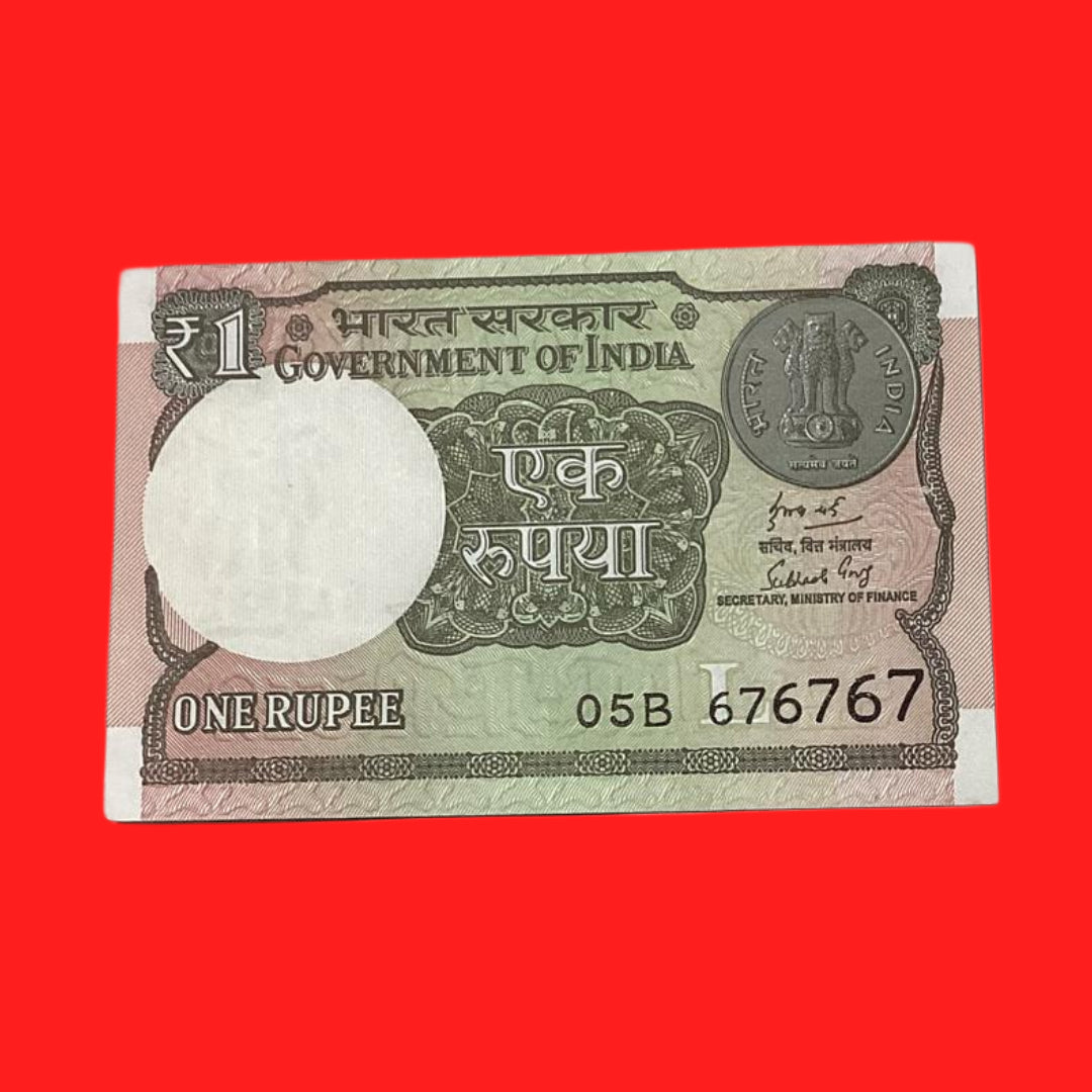 Rs 1 Note 676767 Tripling Number Rare Collectible - Collection Bazzar