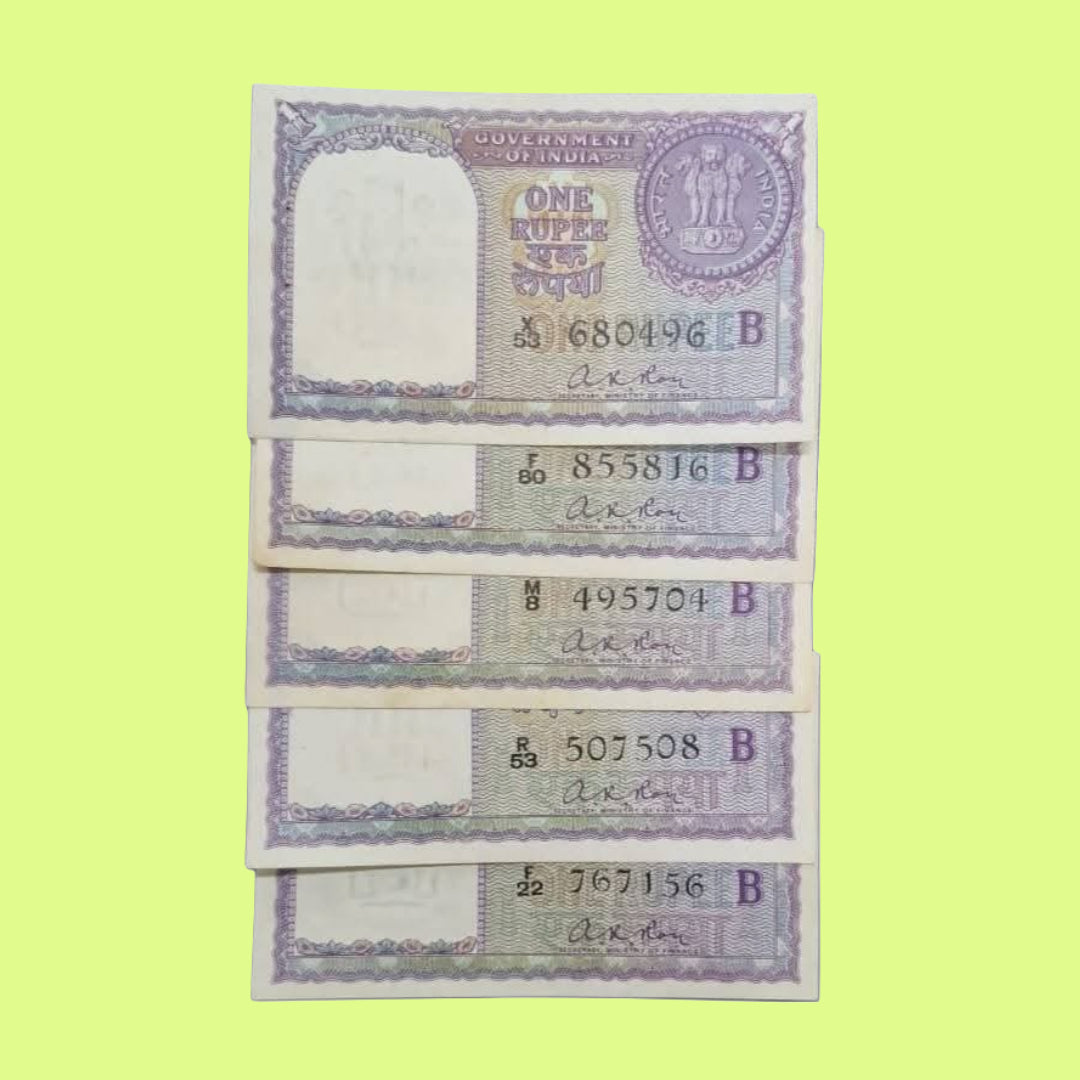 Rs 1 Note Big Coin 1957 Each note ₹500 | Signed by A K Roy | Rare Collectible - Collection Bazzar