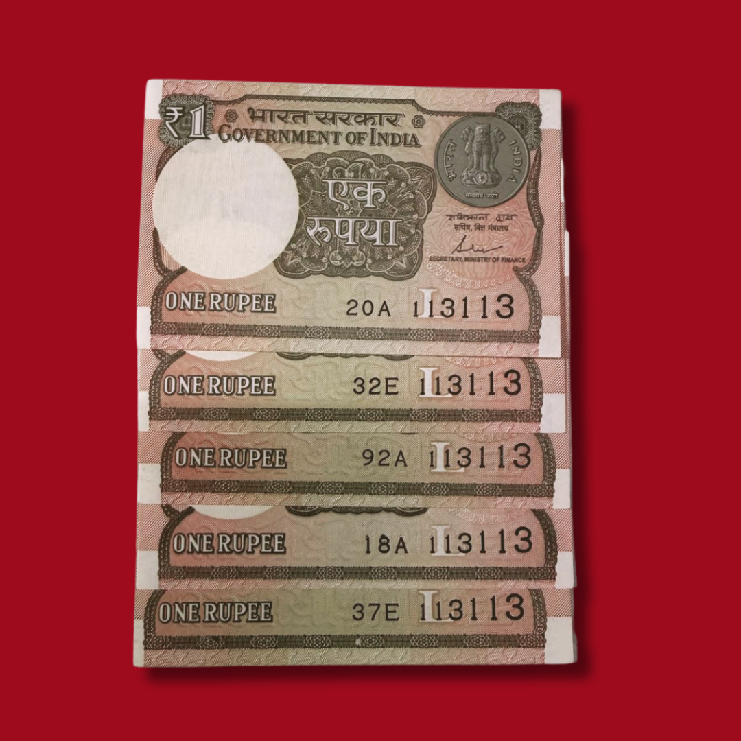 Rs 1 Note Doubling Number Set 113113 All notes Lot Collectible UNC - Collection Bazzar
