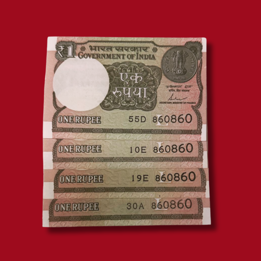 Rs 1 Note Doubling Number Set 860860 All notes Lot Collectible UNC - Collection Bazzar