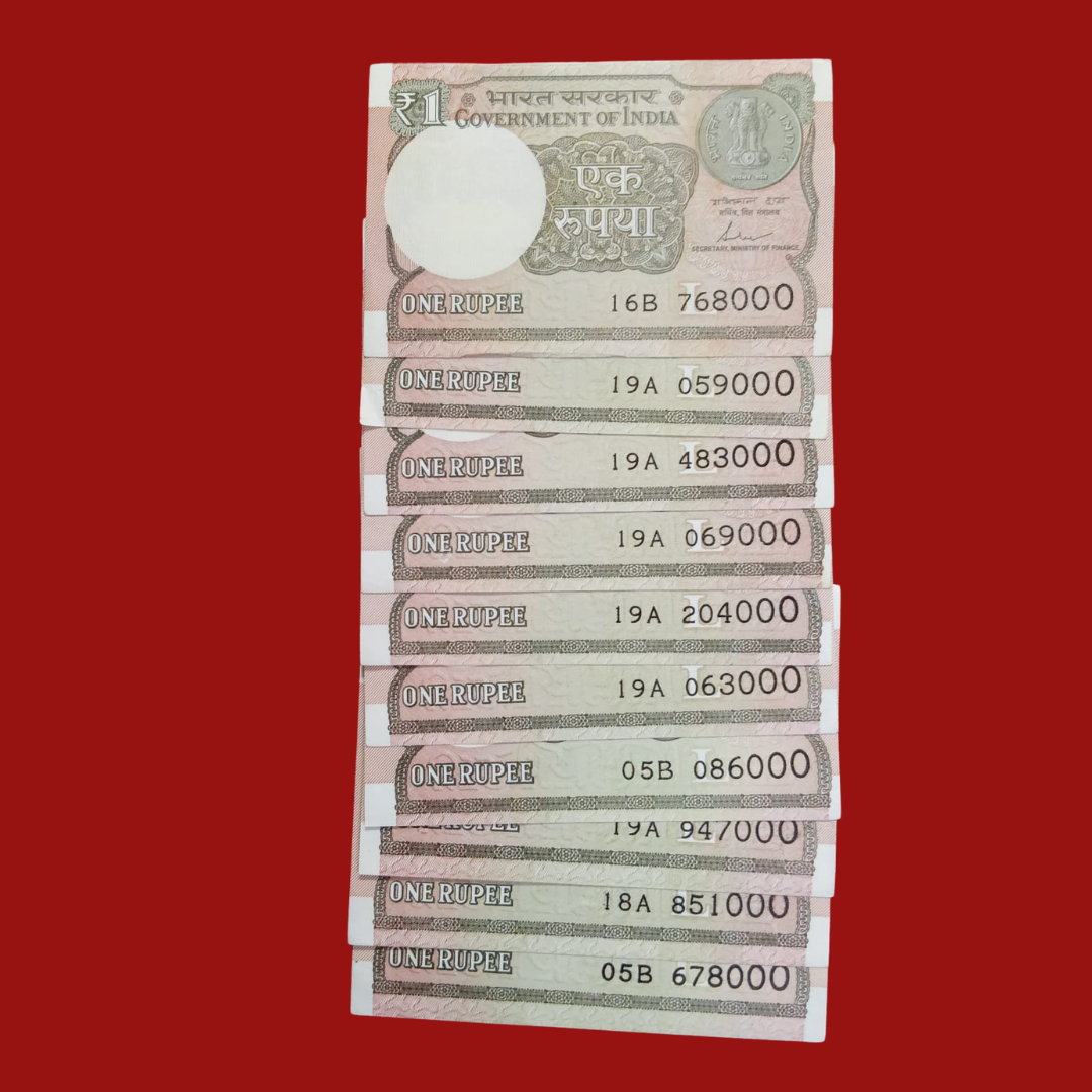 Rs 1 Note Ending Three Times 0 all 10 Notes Lot Rare Collectible - Collection Bazzar