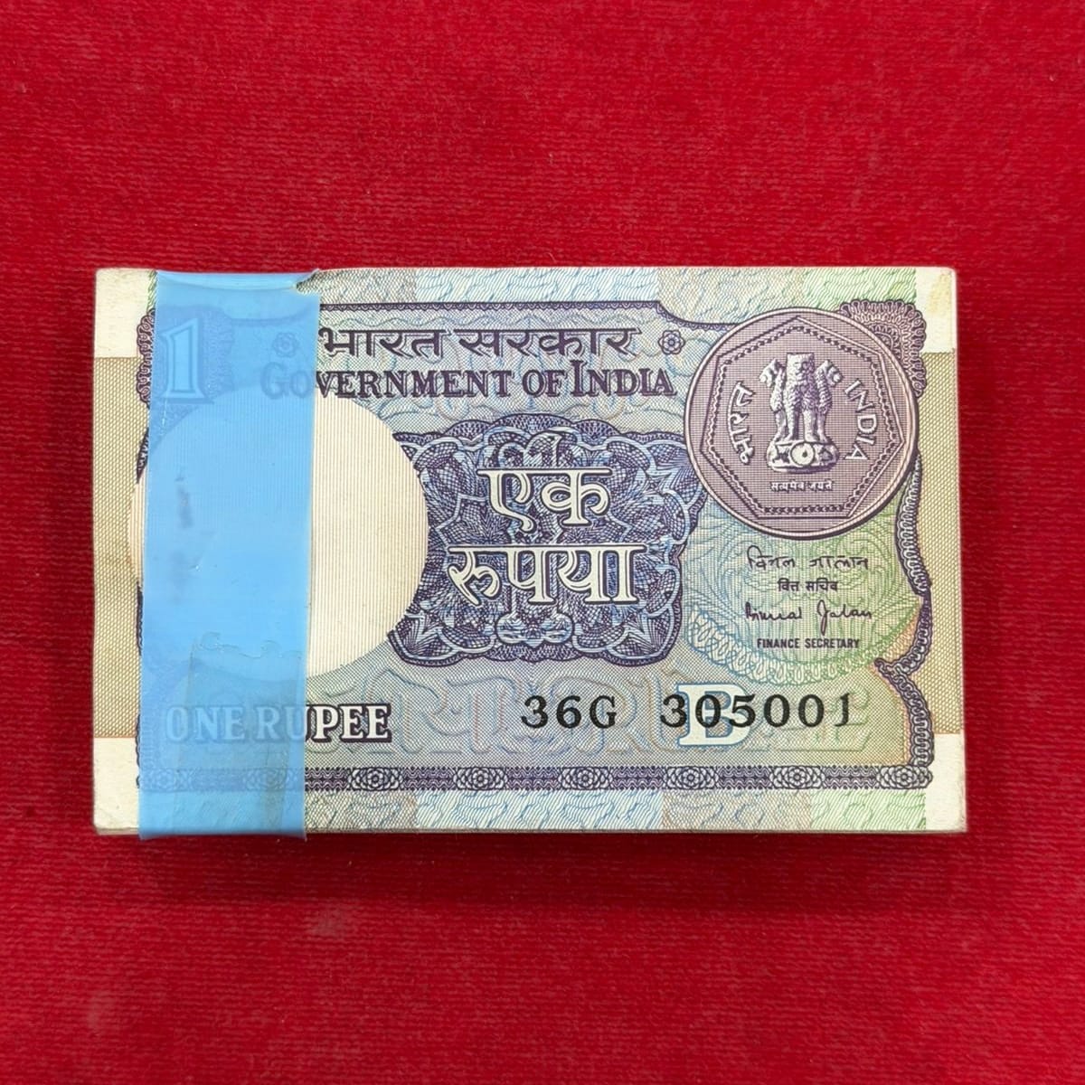 Rs 1 Note Fresh Packet Serial 305001 - 100 Notes  bimal jalan - Collection Bazzar