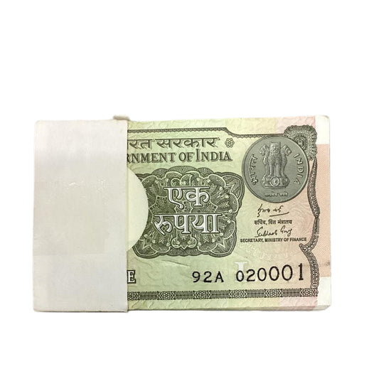 Rs 1 Note Packet 020001 | Governor Subhash Garg | Fancy Number Rare - Collection Bazzar