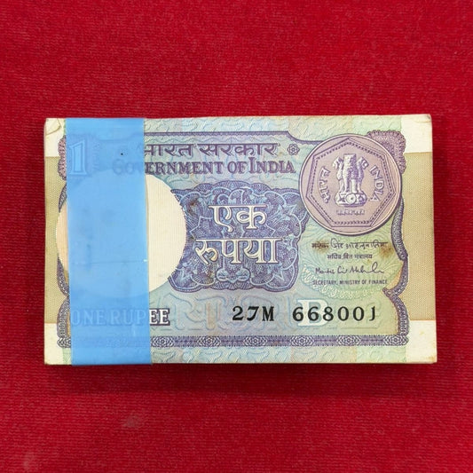 Rs 1 Note Packet 668001 | Montek Singh Ahluwalia Signed Government of India Issue 100 UNC Notes - Collection Bazzar