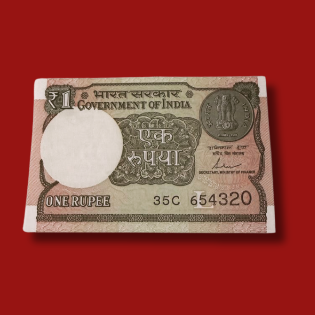 Rs 1 Note Reverse Ladder Number 654320 Rare Item - Collection Bazzar