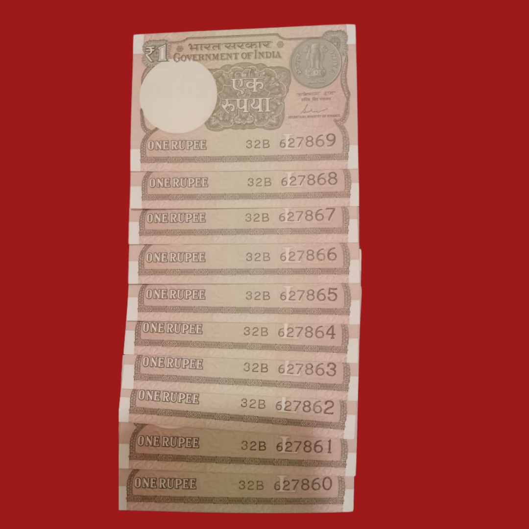 Rs 1 Note Set 627860-627869 Middle 786 Unc Collectible - Collection Bazzar