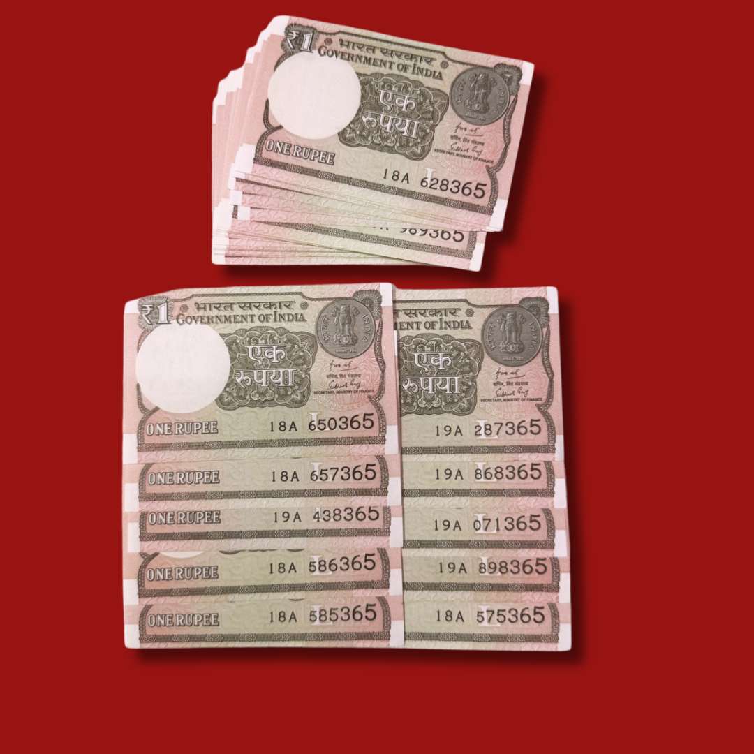 Rs 1 Note Set of 10 Notes Ending 365 Number Rare - Collection Bazzar