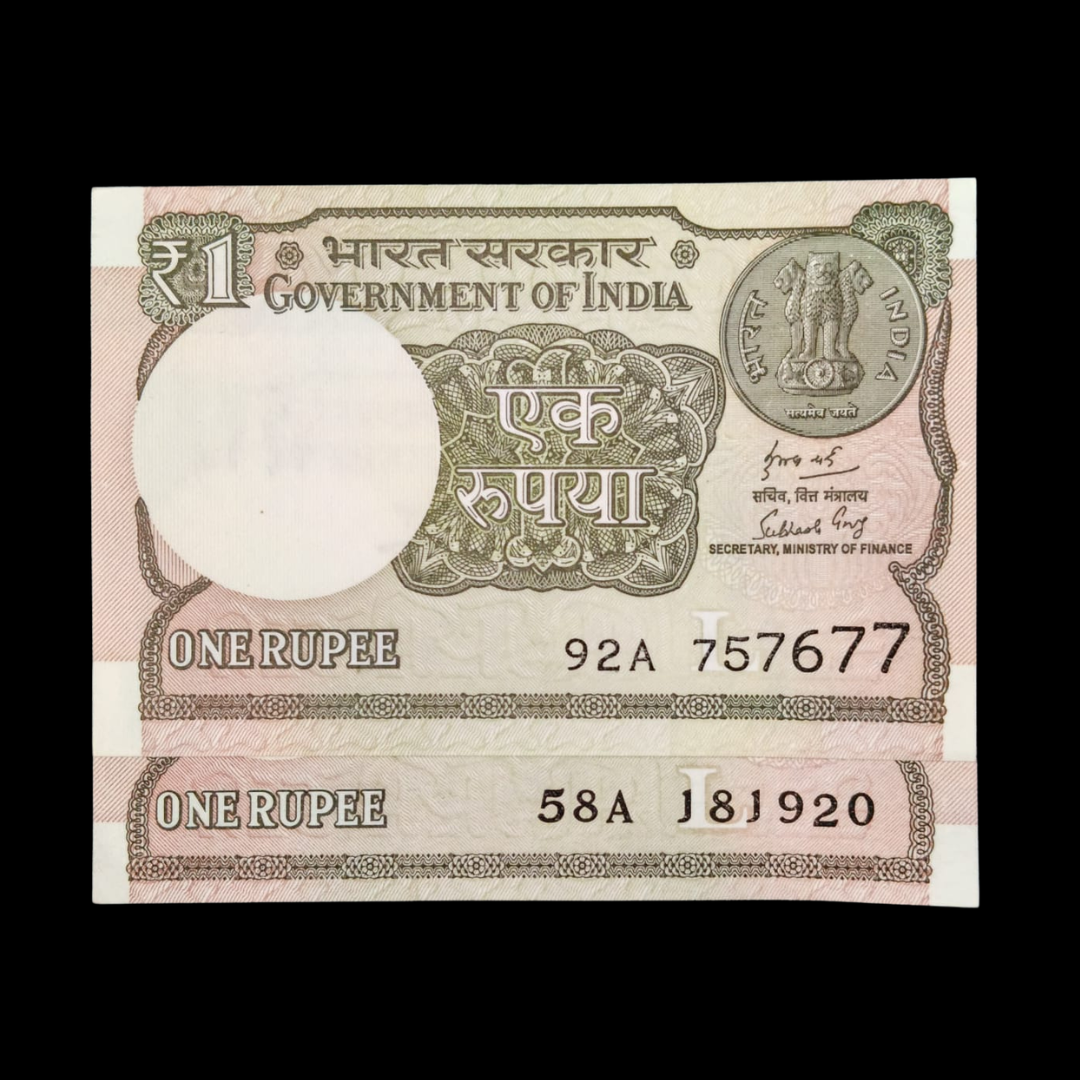 Rs 1 Note Set of 2 Step Number Telescopic & NonTelescopic Rare 757677’181920 - Collection Bazzar