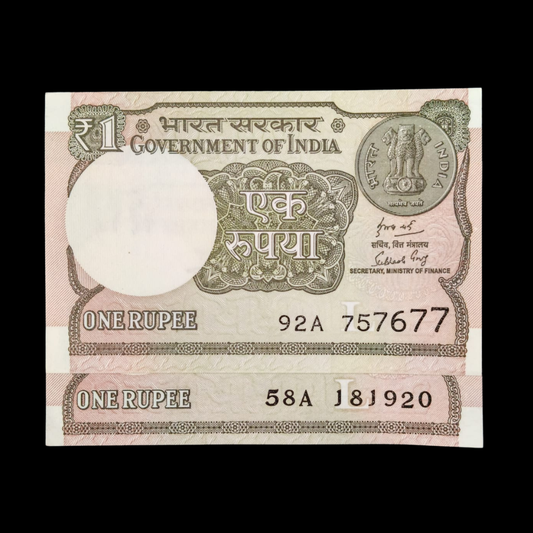 Rs 1 Note Set of 2 Step Number Telescopic & NonTelescopic Rare 757677’181920 - Collection Bazzar