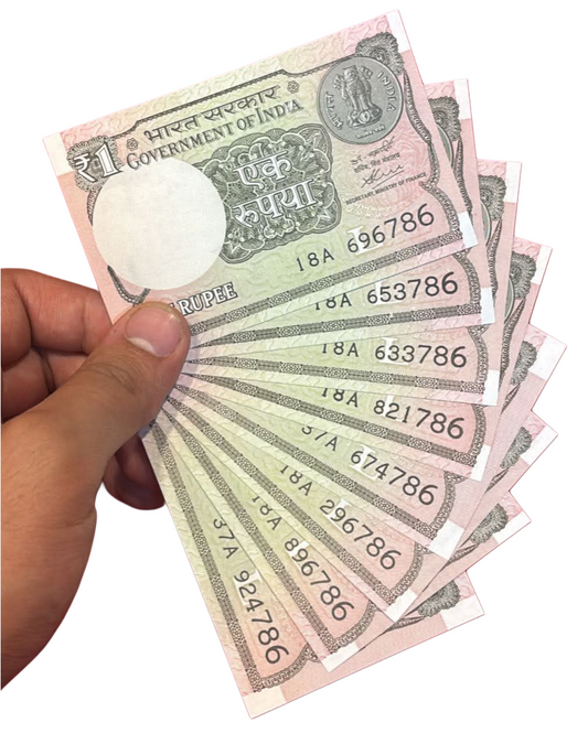 Rs 1 Note Set of 8 Ending 786 Holy Bismillah Number Rare Collectible - Collection Bazzar
