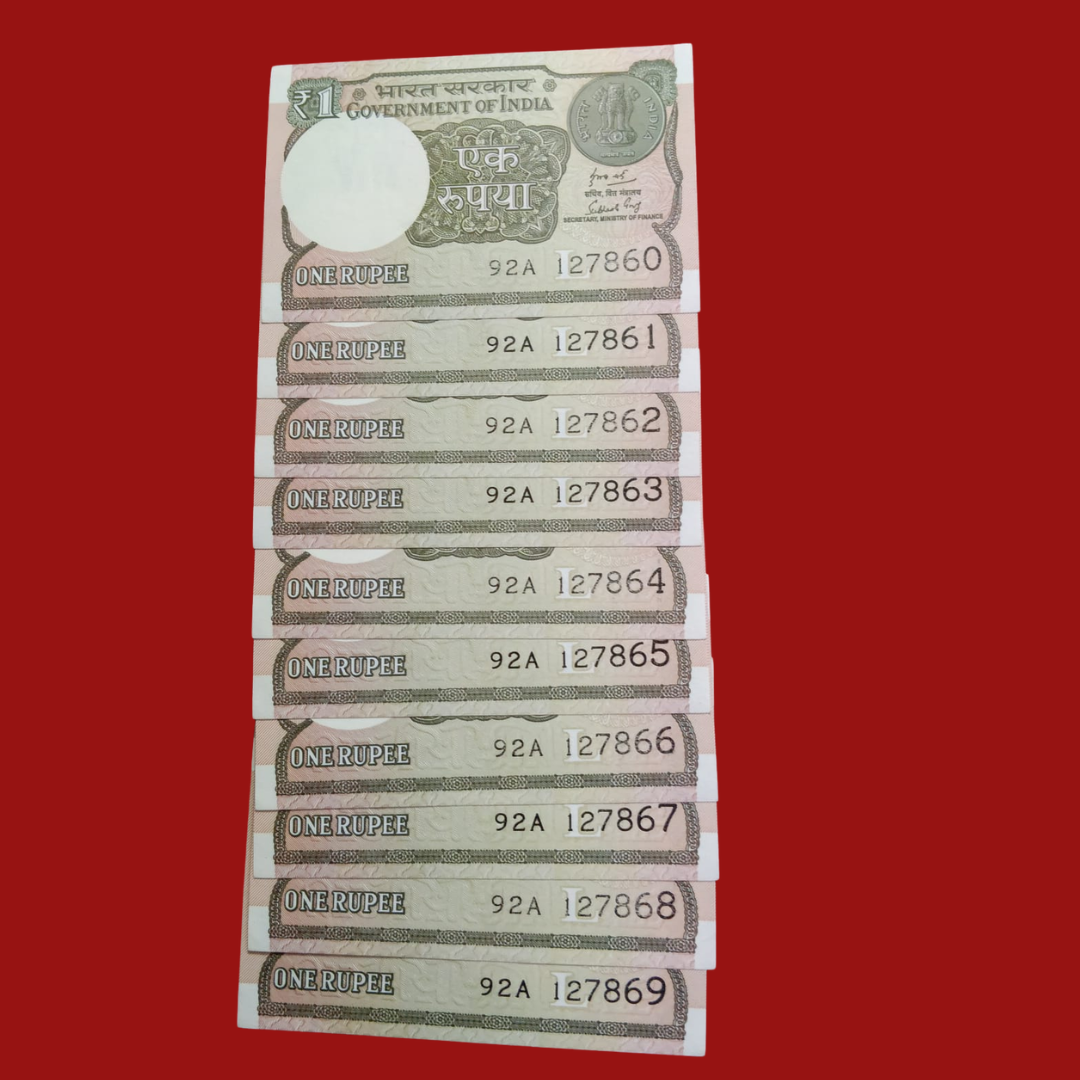 Rs 1 Note Telescopic 127860 - 127869 Middle 786 Set Collectible - Collection Bazzar