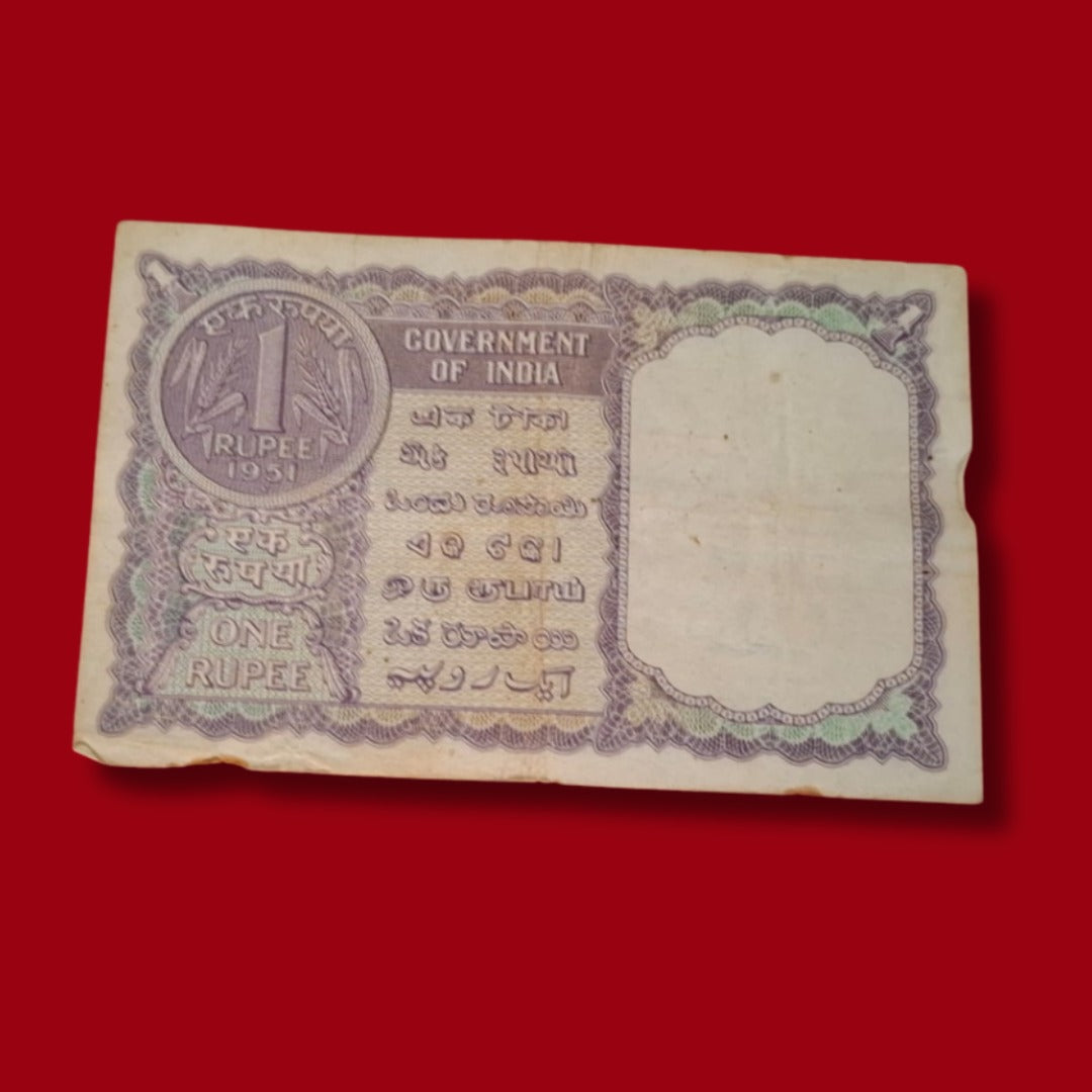 Rs 1 Note Year 1951 Finance Secretary K G Ambagaonkar - Collection Bazzar