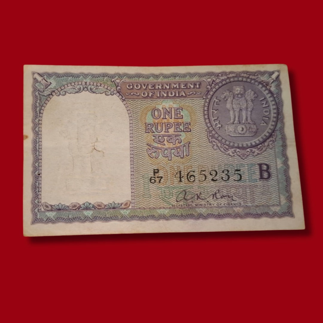 Rs 1 Note Year 1957 Finance Secretary A K Roy Rare Collectible - Collection Bazzar