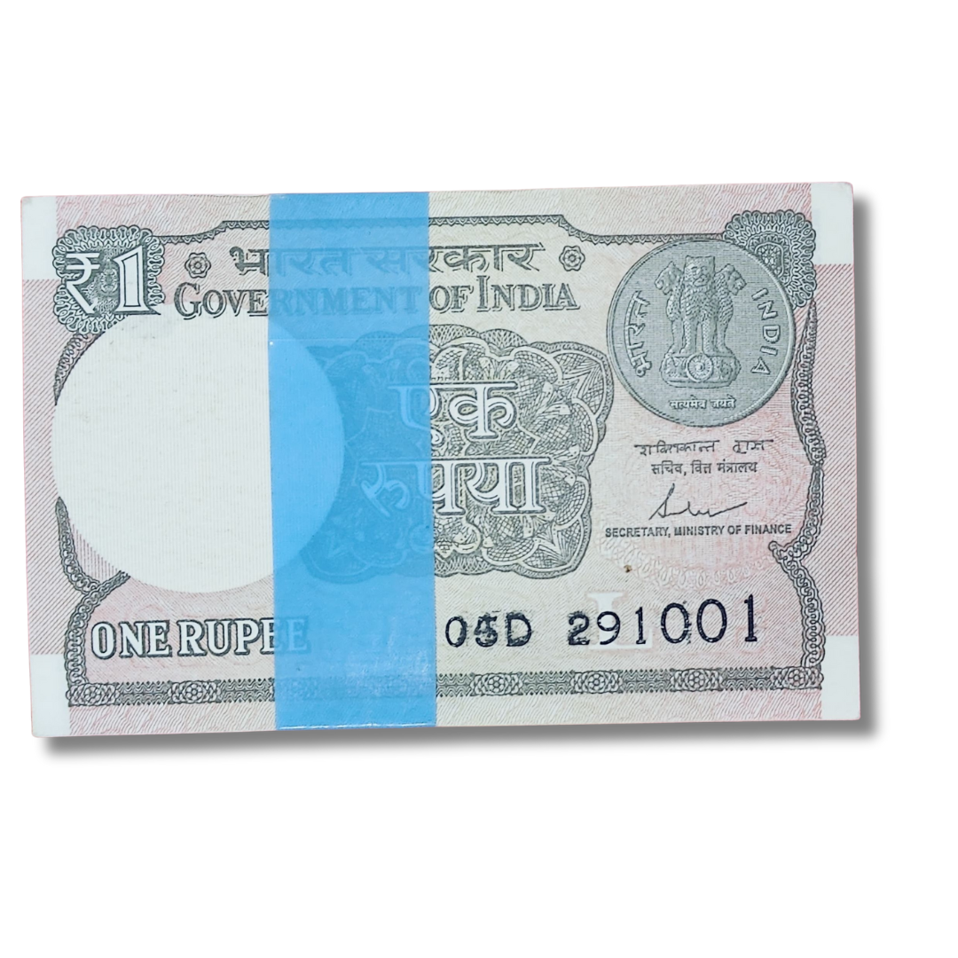 Rs 1 Note birthday Serial packet 291001 October 29 unc condition - Collection Bazzar