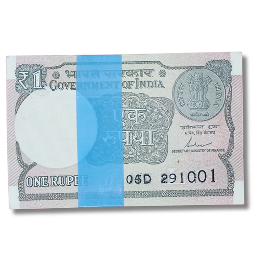 Rs 1 Note birthday Serial packet 291001 October 29 unc condition - Collection Bazzar