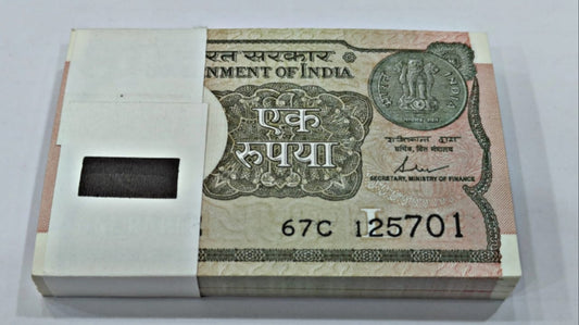 Rs 1 Note serial packet 125701 with ending 786 unc condition - Collection Bazzar