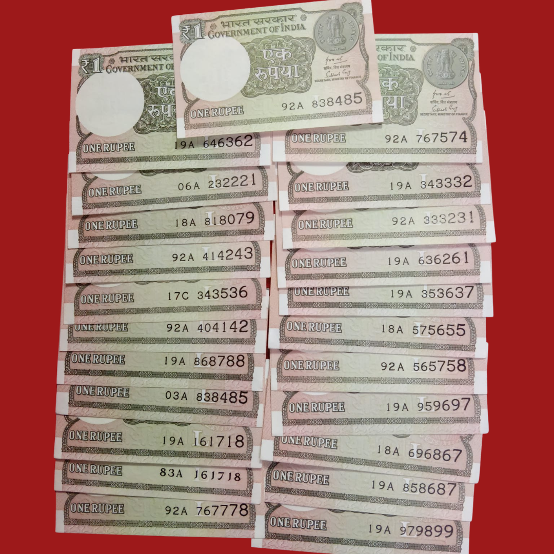 Rs 1 Notes 23 Piece Lot Running Numbers Unc Collectible 222324 type - Collection Bazzar