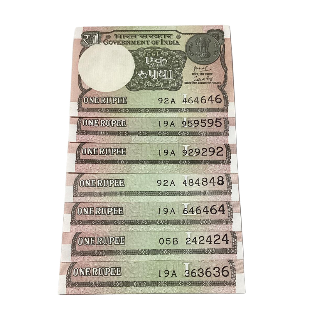 Rs 1 notes super tripling numbers each 2000 finance secretary subhash garg rare collectible - Collection Bazzar