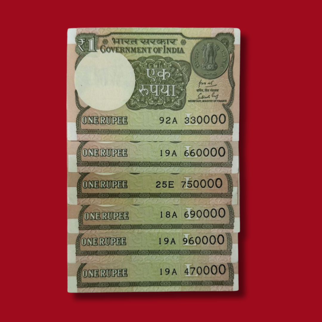 Rs 1 Notes XX0000 - XX0000 Each Note Price Ending zeros Number Rare - Collection Bazzar