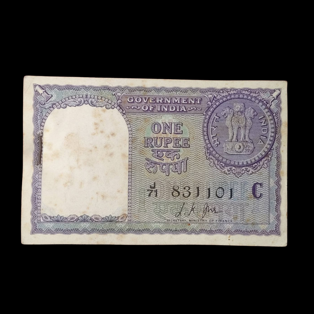 Rs 1 Old Big Coin Issue 1957  Packet 831101 Governor LK Jha Rare. 108 143 138 miror nunmer - Collection Bazzar