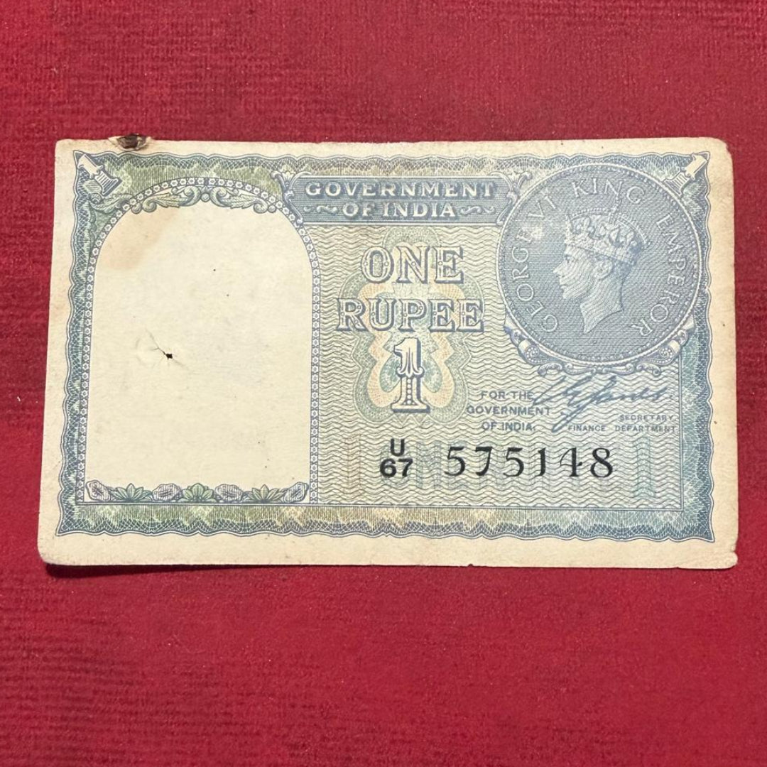 Rs 1 Old Note 575148 CE Jones Sign Year 1940 - Collection Bazzar