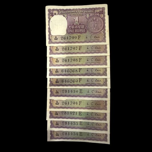 Rs 1 Old Note Big Coin Set of 10 Governor M G Kaul Set - Collection Bazzar